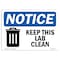 Signmission OSHA Notice Sign, Keep This Lab Clean With Symbol, 14in X 10in Decal, 10" W, 14" L, Landscape OS-NS-D-1014-L-13876 - alternate 1